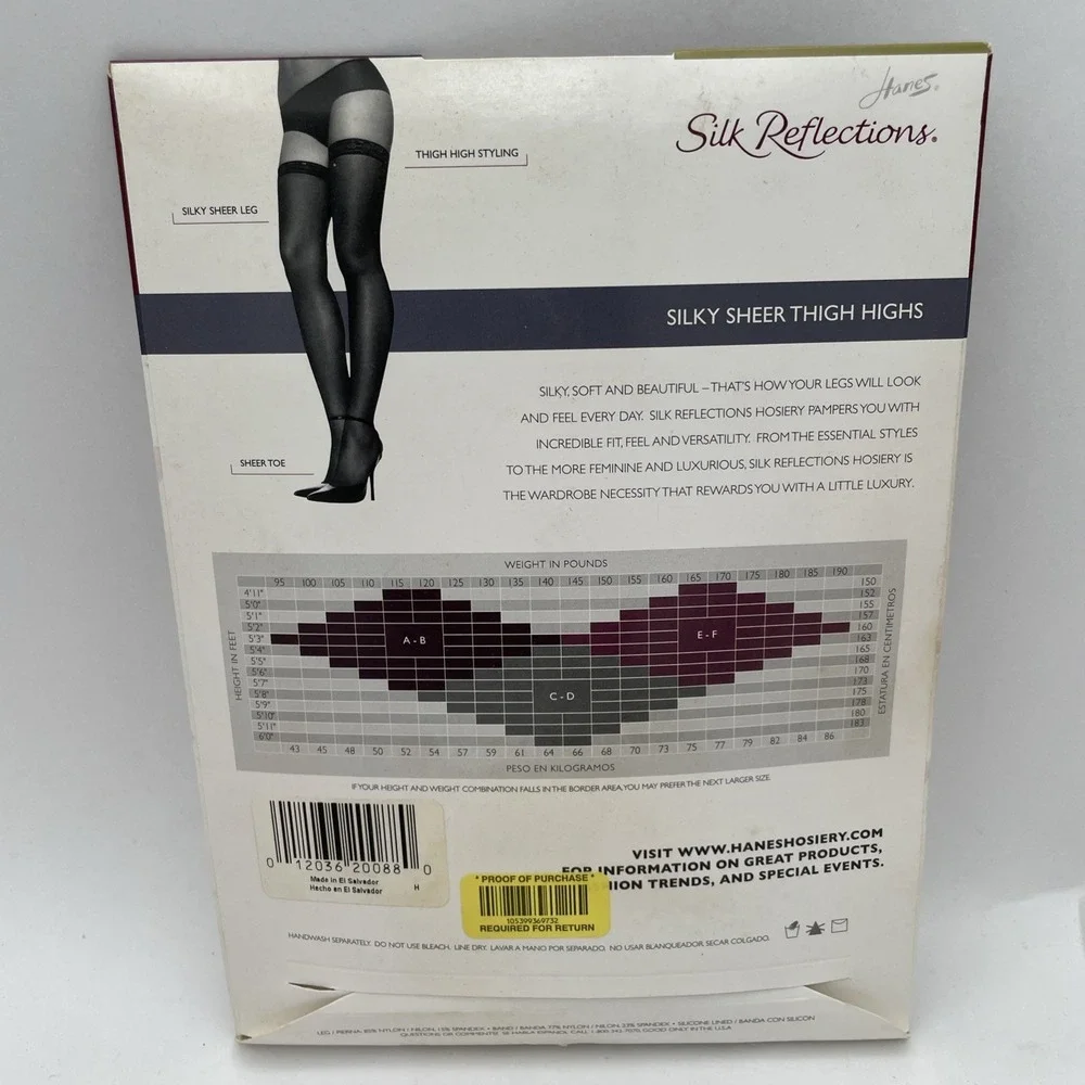 Hanes Silk Reflections Silky Sheer Thigh High Style 720 Size EF Little Color Tan